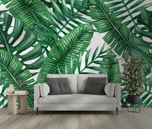 Akwarelowe liście palm w tropikalnej harmonii