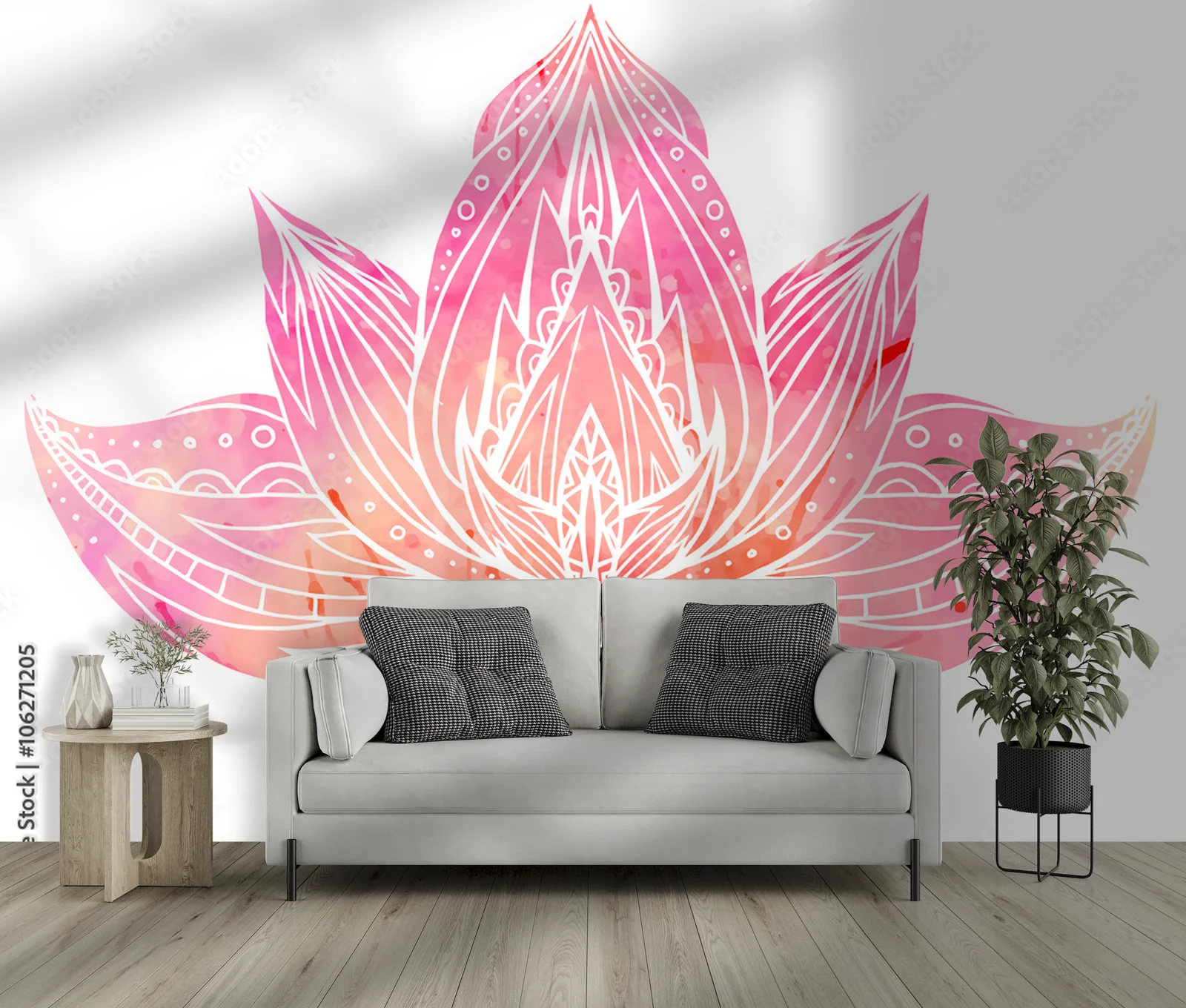 Kolorowy Lotus z boho akcentem na wodnym tle