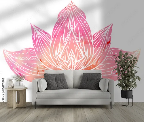 Kolorowy Lotus z boho akcentem na wodnym tle