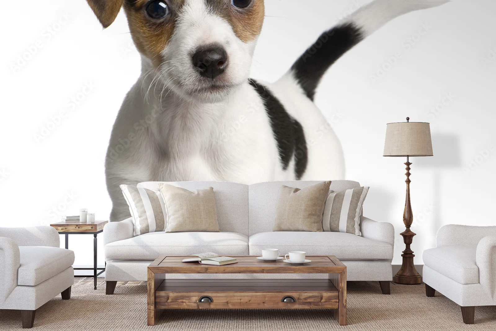 Urocze szczenię Jack Russell na białym tle