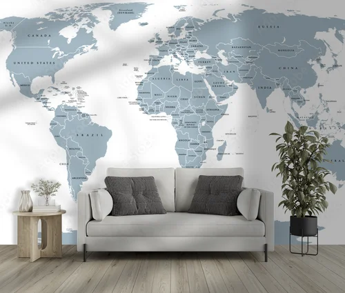 Globalna mapa polityczna w eleganckiej szarości