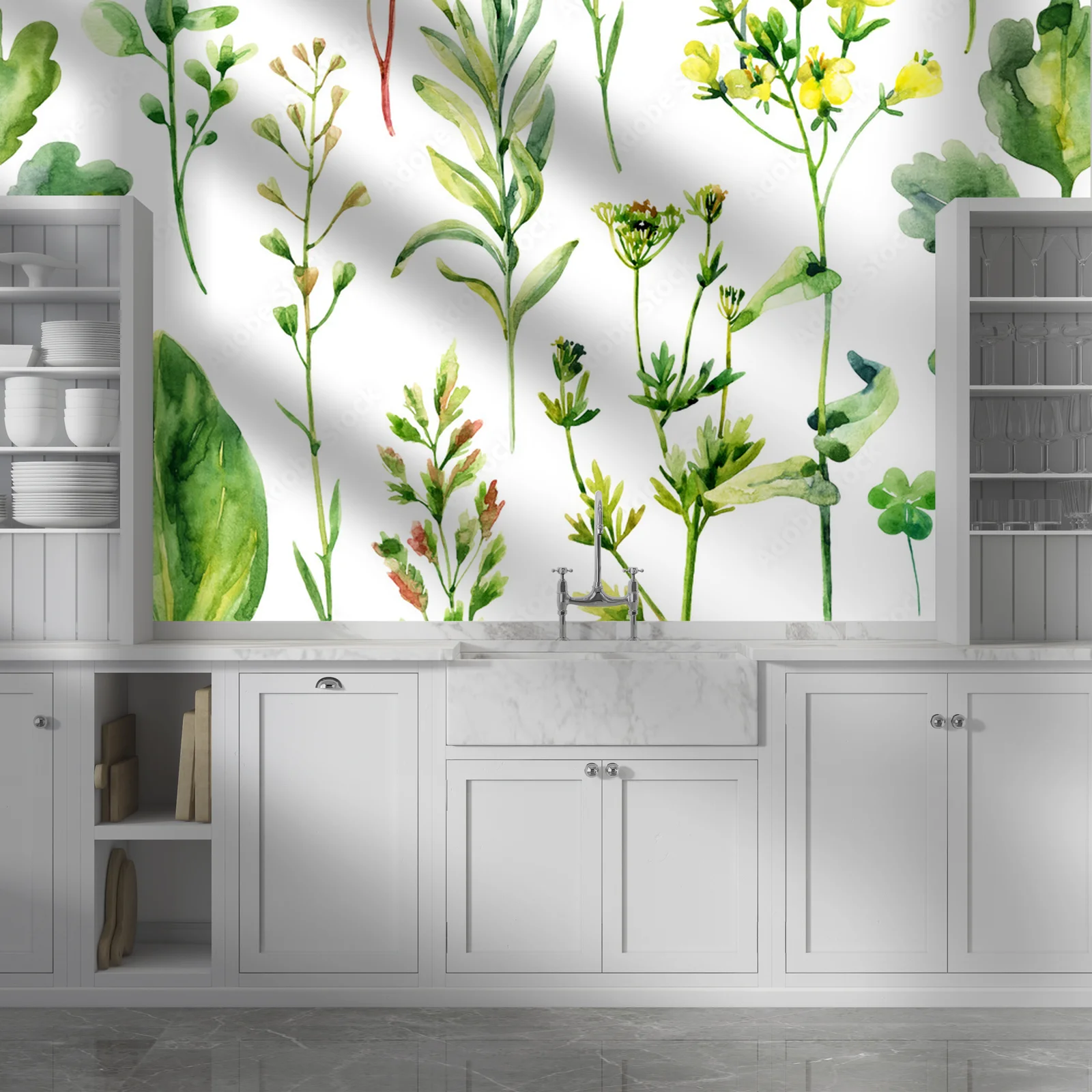 Delikatne zioła łąkowe w akwarelowej stylistyce