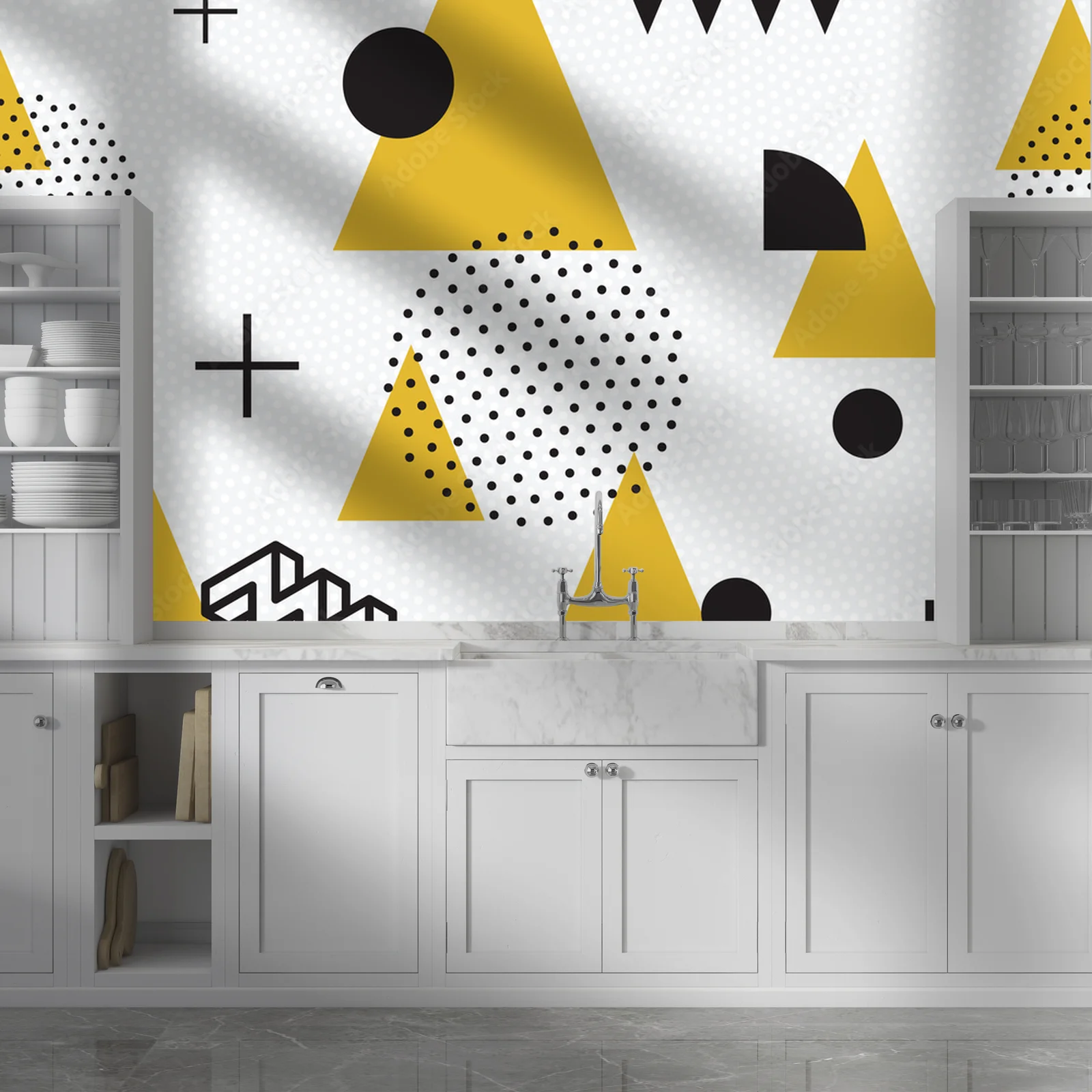 Abstrakcyjna geometria w delikatnych tonacjach