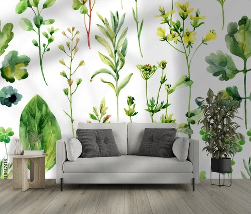 Delikatne zioła łąkowe w akwarelowej stylistyce