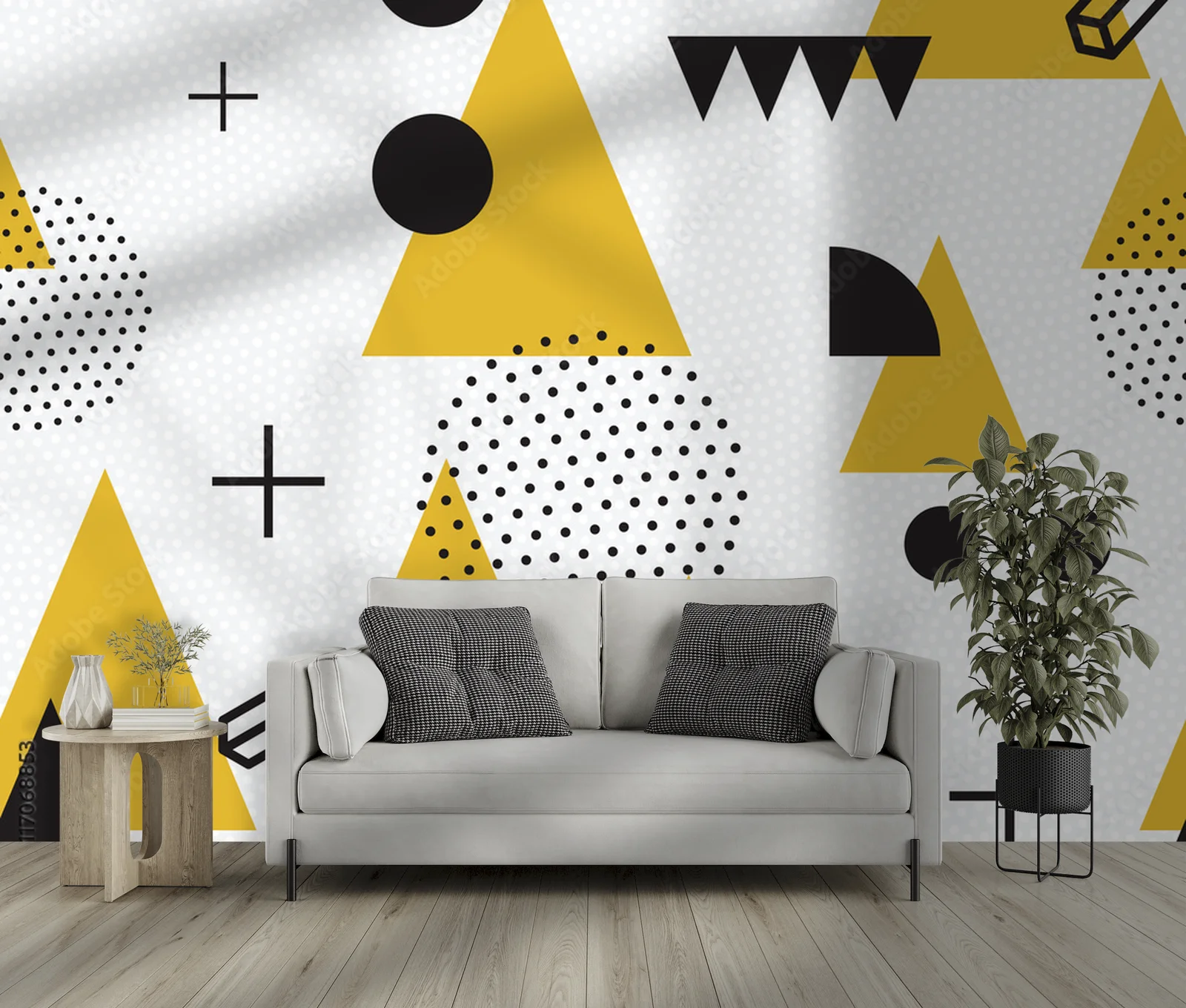 Abstrakcyjna geometria w delikatnych tonacjach