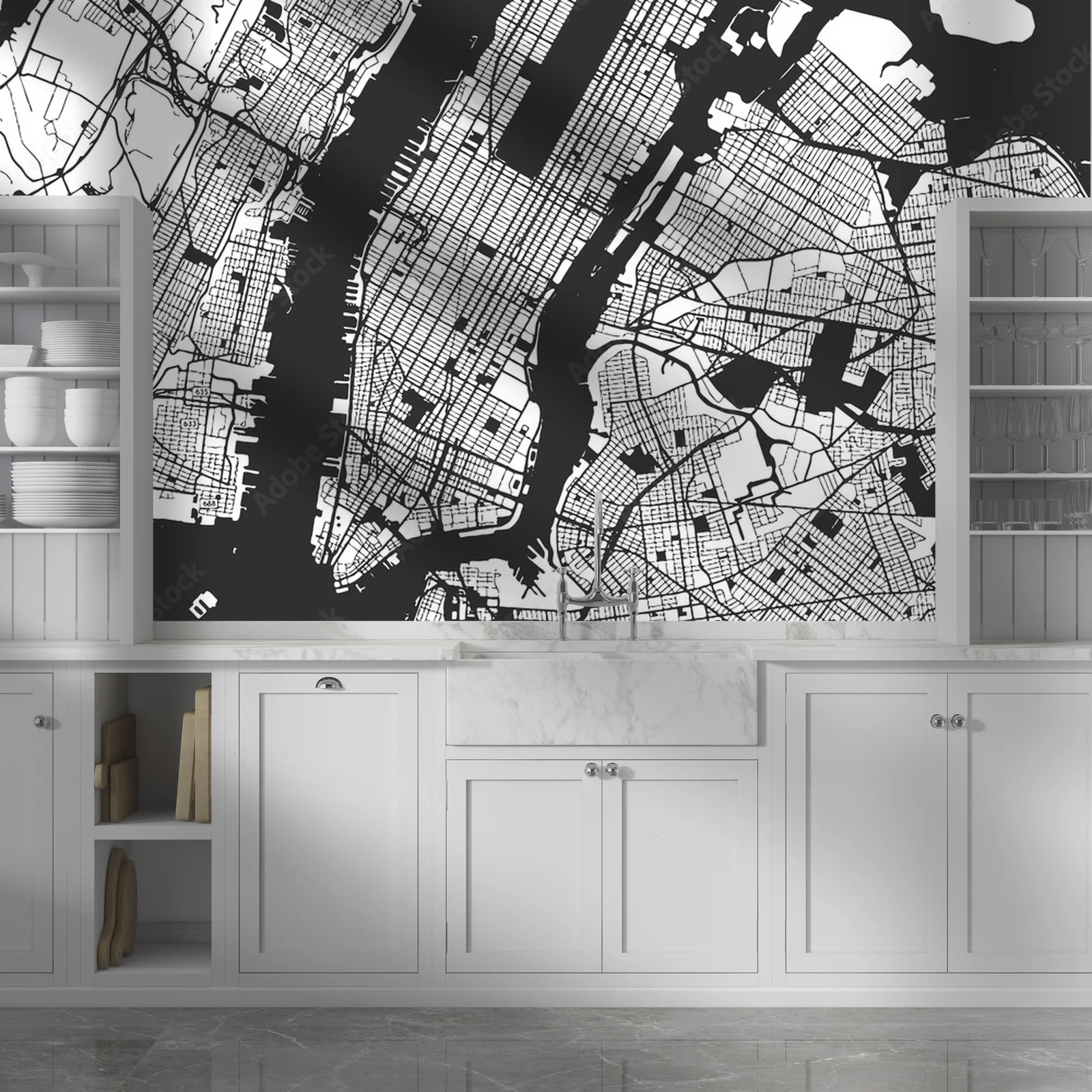 Nowojorska mapa Manhattanu w stonowanych odcieniach