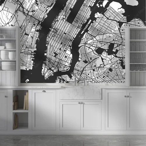Nowojorska mapa Manhattanu w stonowanych odcieniach