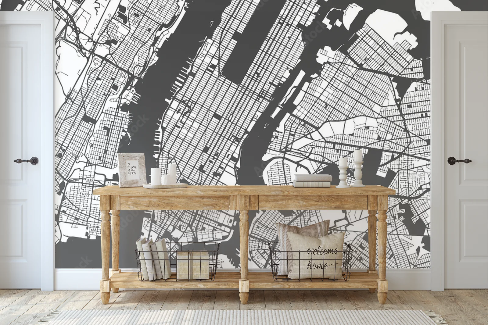 Nowojorska mapa Manhattanu w stonowanych odcieniach