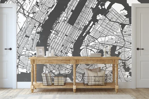 Nowojorska mapa Manhattanu w stonowanych odcieniach