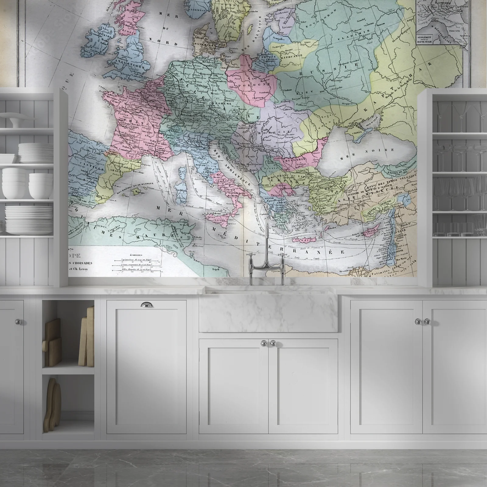 Elegancka mapa Europy w odcieniach vintage