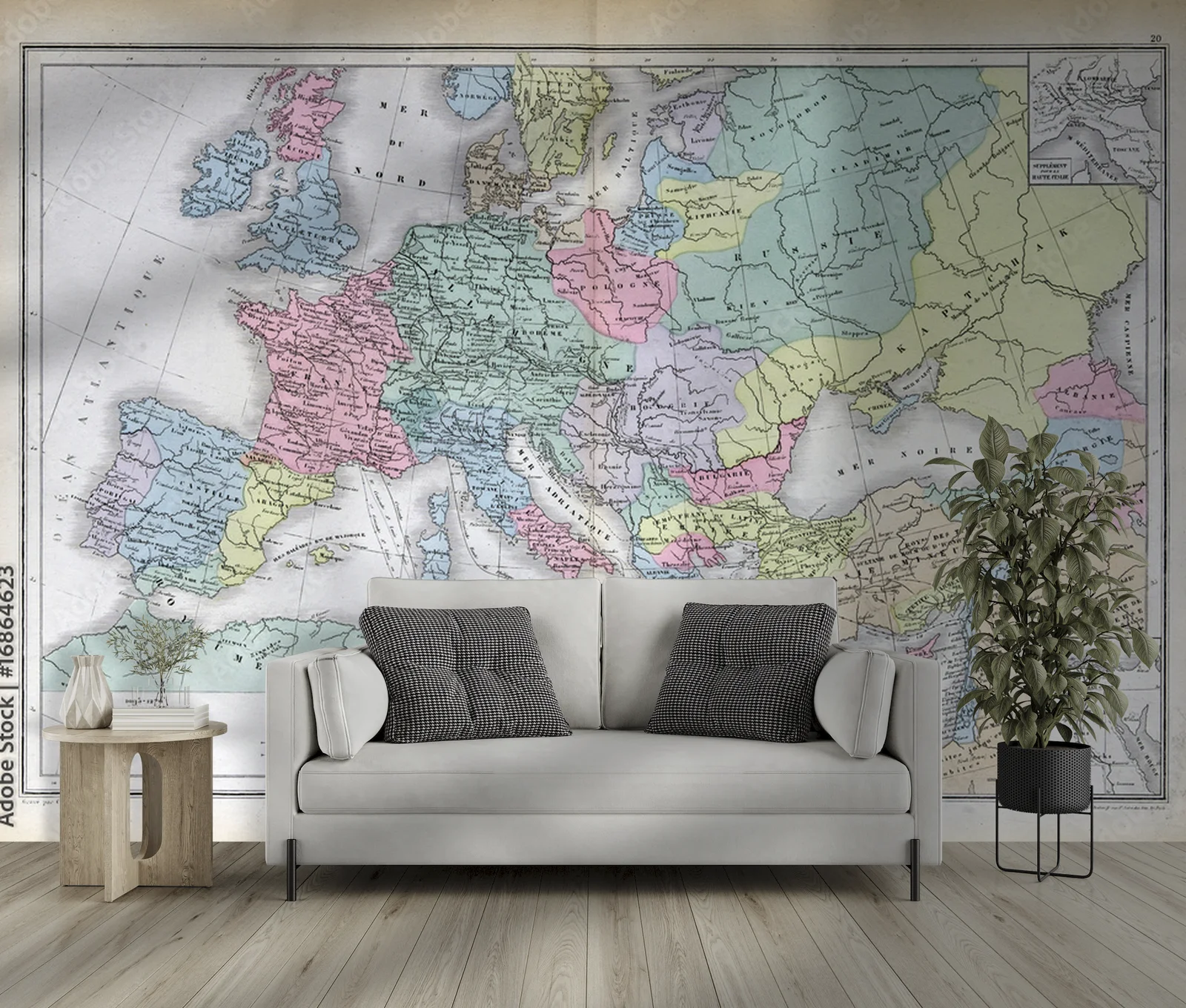 Elegancka mapa Europy w odcieniach vintage