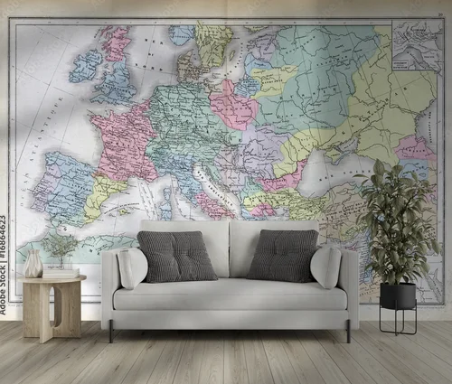 Elegancka mapa Europy w odcieniach vintage