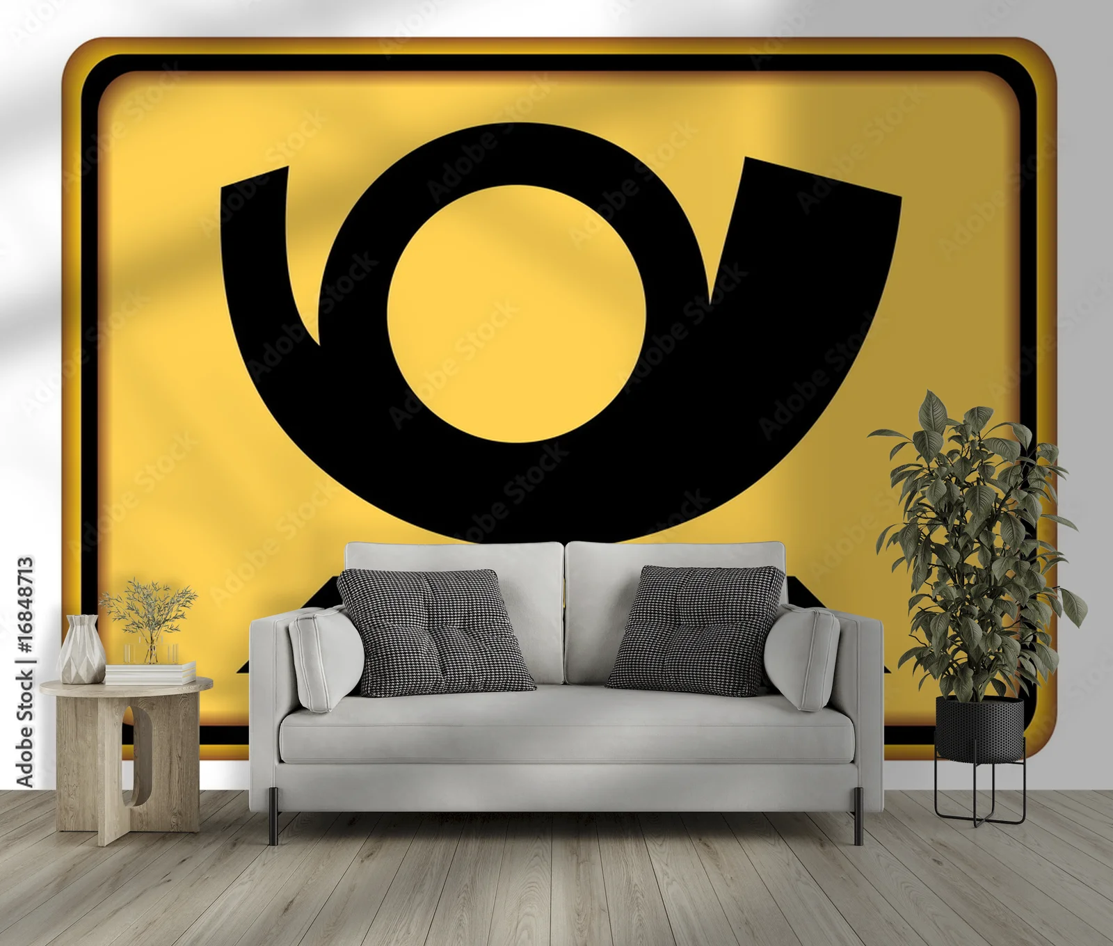 Elegancki symbol posthornu w ciepłych odcieniach