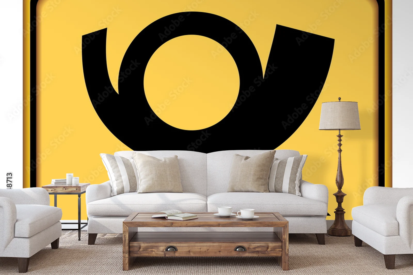 Elegancki symbol posthornu w ciepłych odcieniach