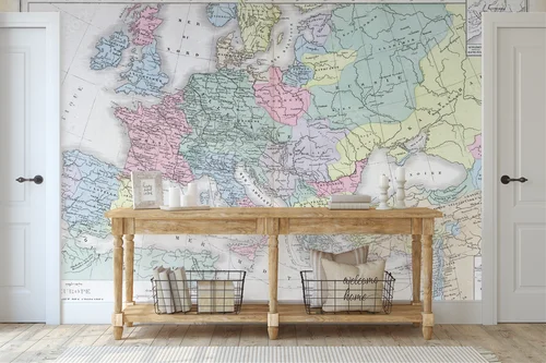 Elegancka mapa Europy w odcieniach vintage
