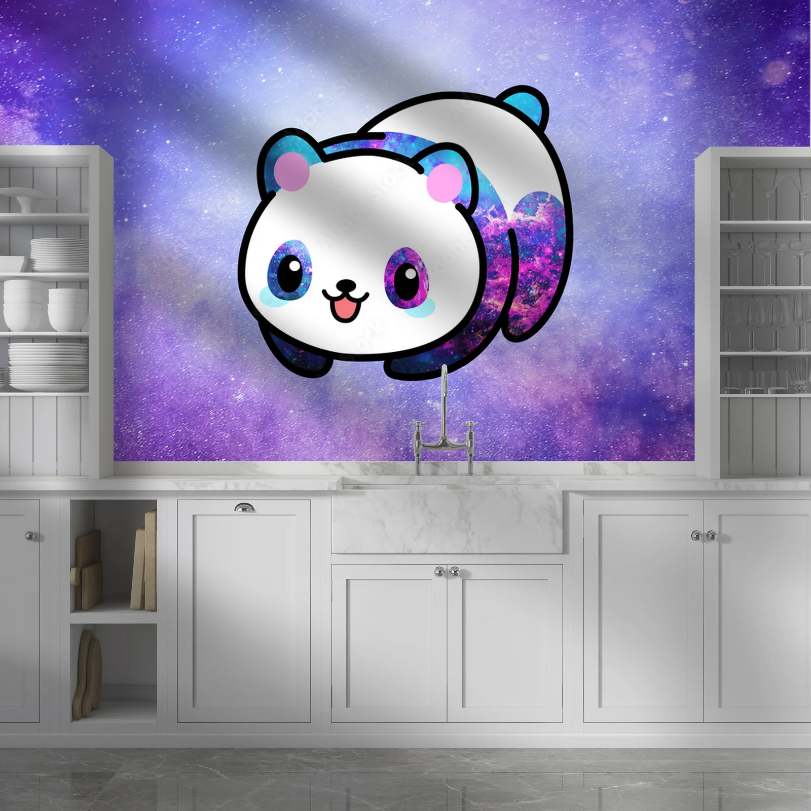 Kawaii panda w przestrzeni, rządząca wszechświatem