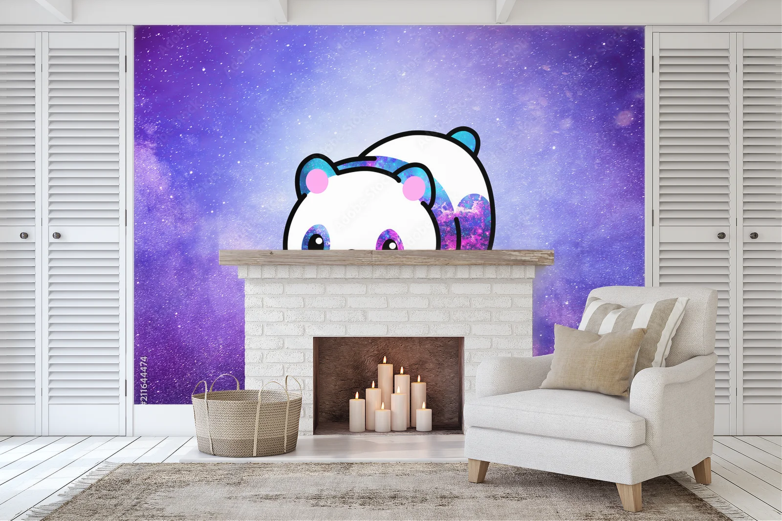 Kawaii panda w przestrzeni, rządząca wszechświatem