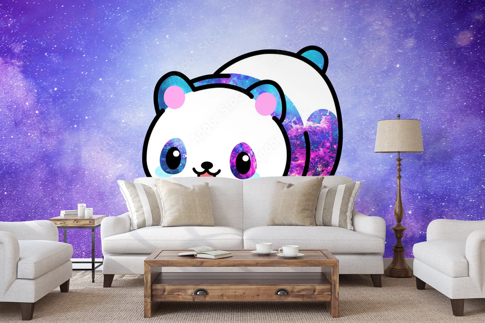 Kawaii panda w przestrzeni, rządząca wszechświatem