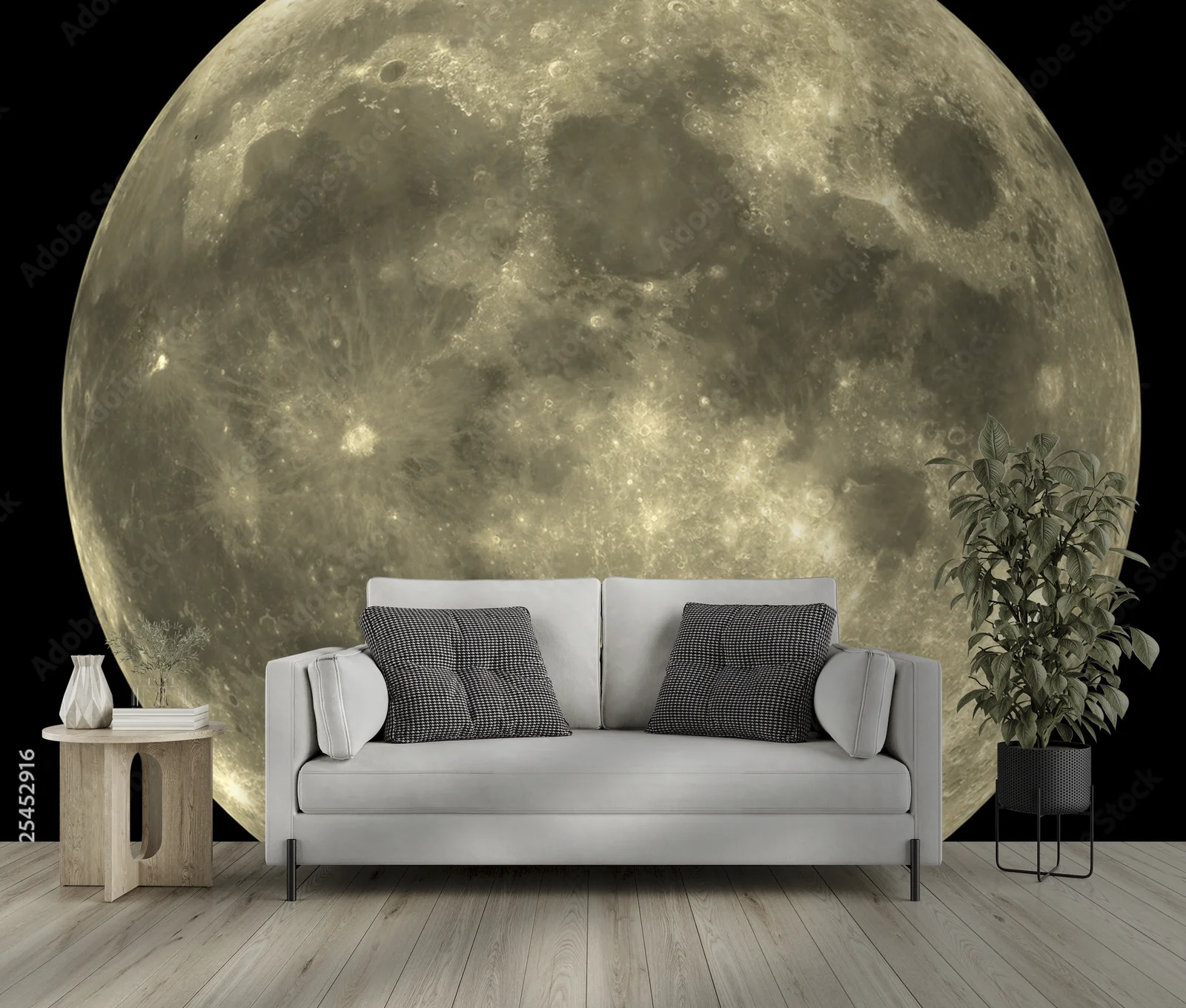 Misterne czarne nocne niebo z musującym księżycem