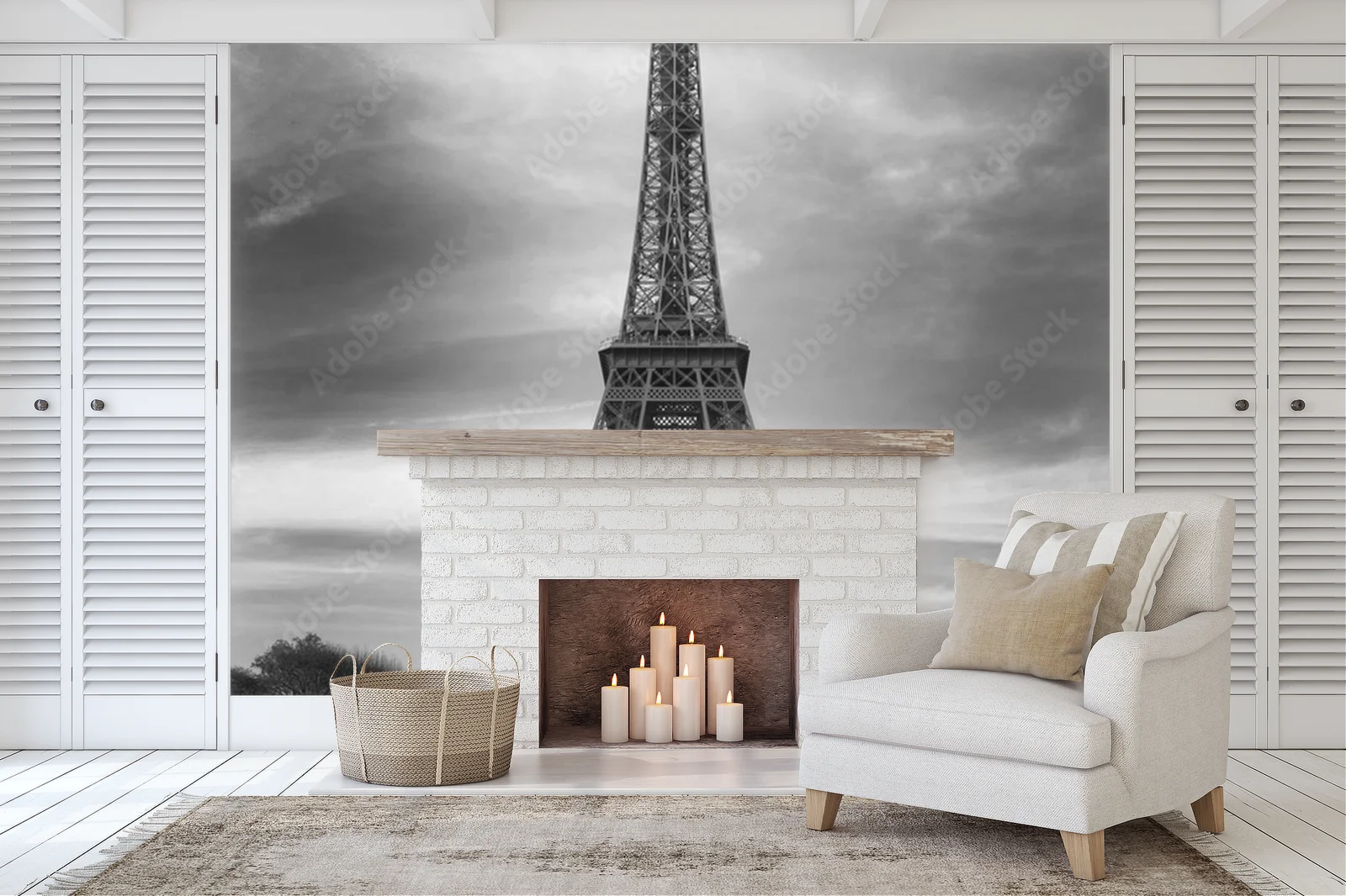 Eiffel Tower i czerwony samochód w sercu Paryża