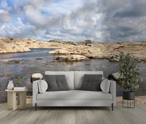 Spokojna archipelagowa wybrzeża w delikatnych odcieniach