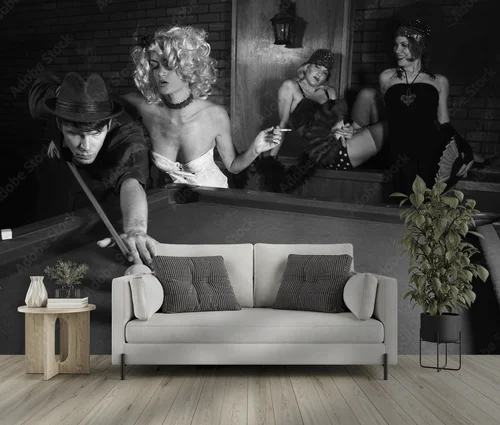 Retro rozgrywka w bilard w eleganckim stylu