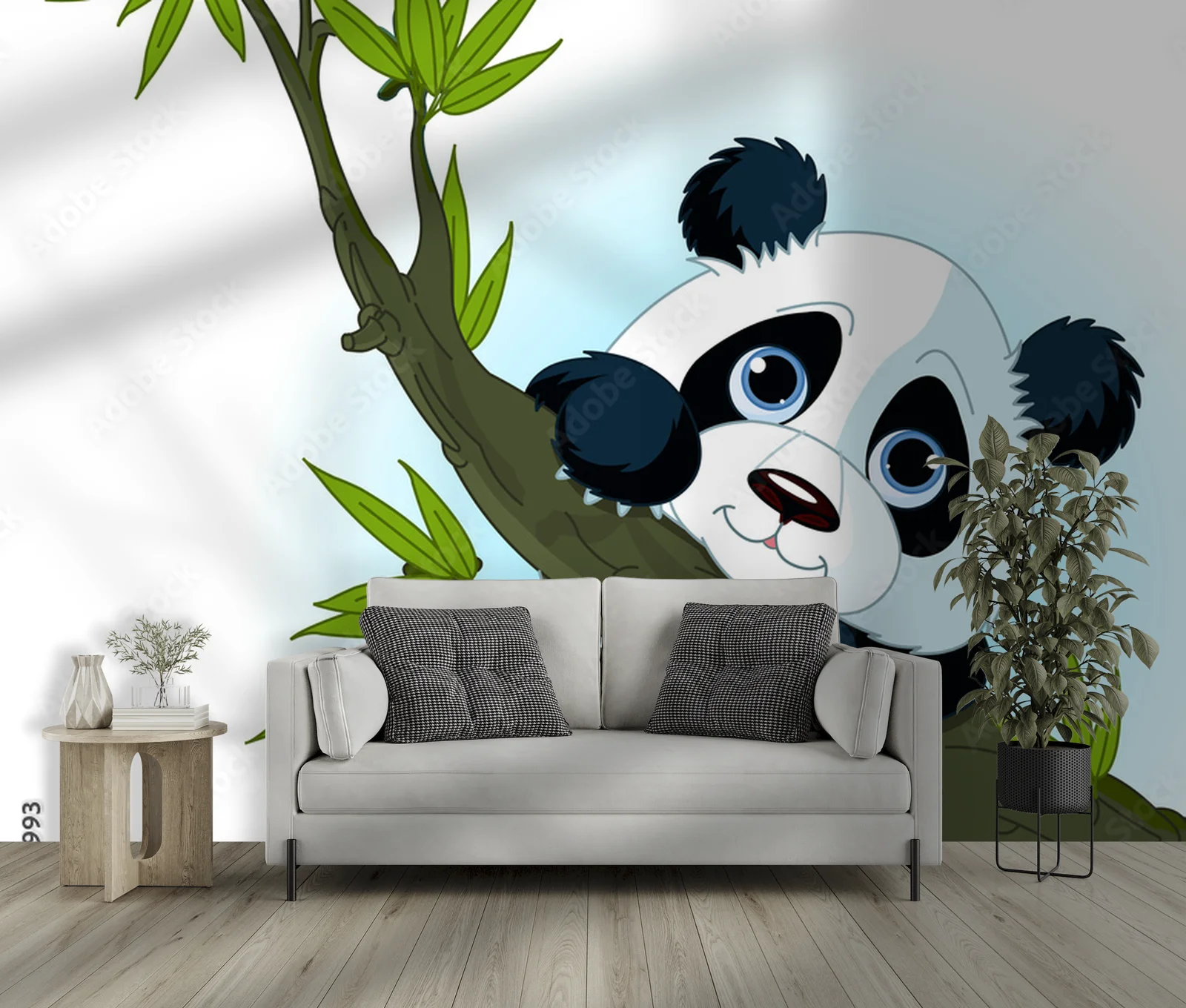 Urocza panda w wspinaczce na drzewo