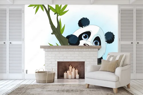 Urocza panda w wspinaczce na drzewo
