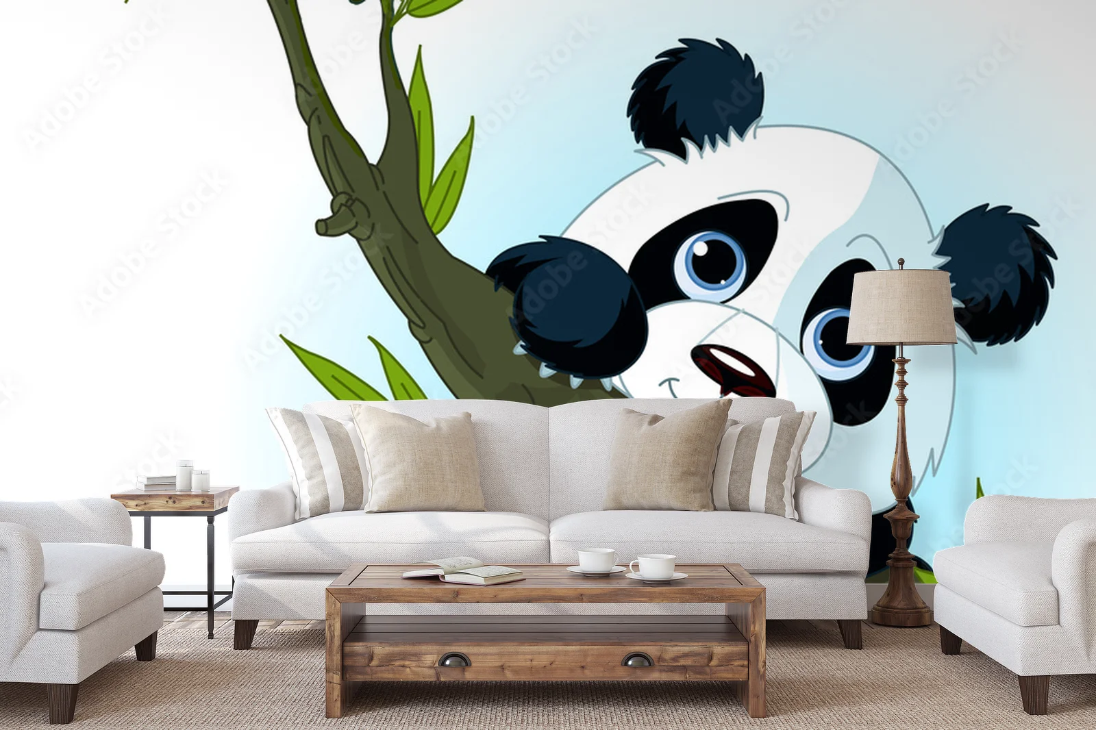 Urocza panda w wspinaczce na drzewo