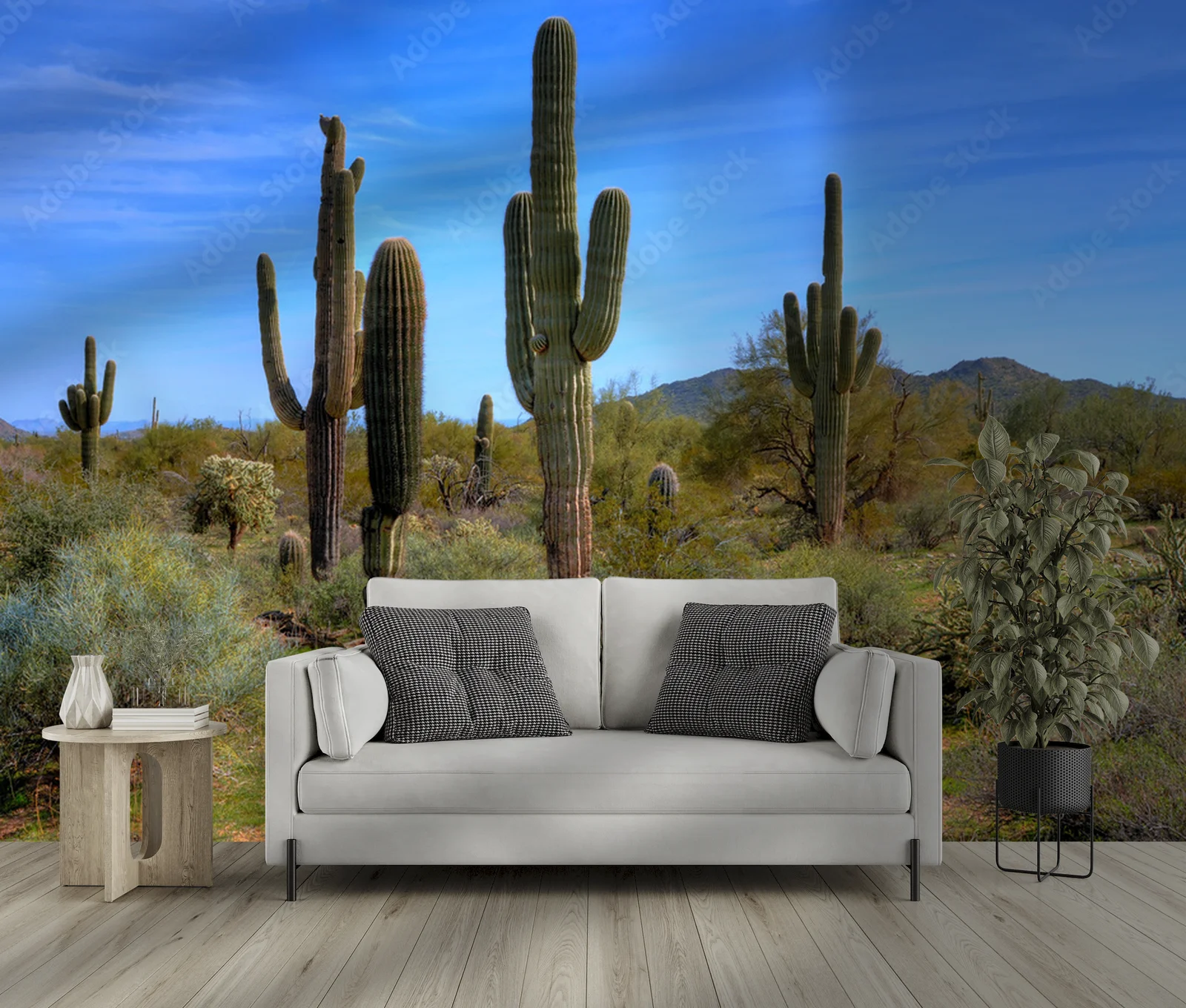 Wielobarwne kaktusy saguaro w wiosennej odsłonie