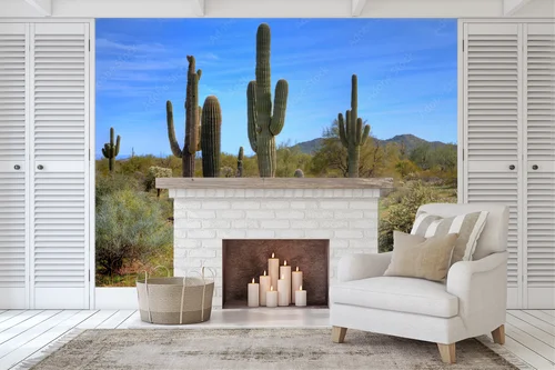 Wielobarwne kaktusy saguaro w wiosennej odsłonie