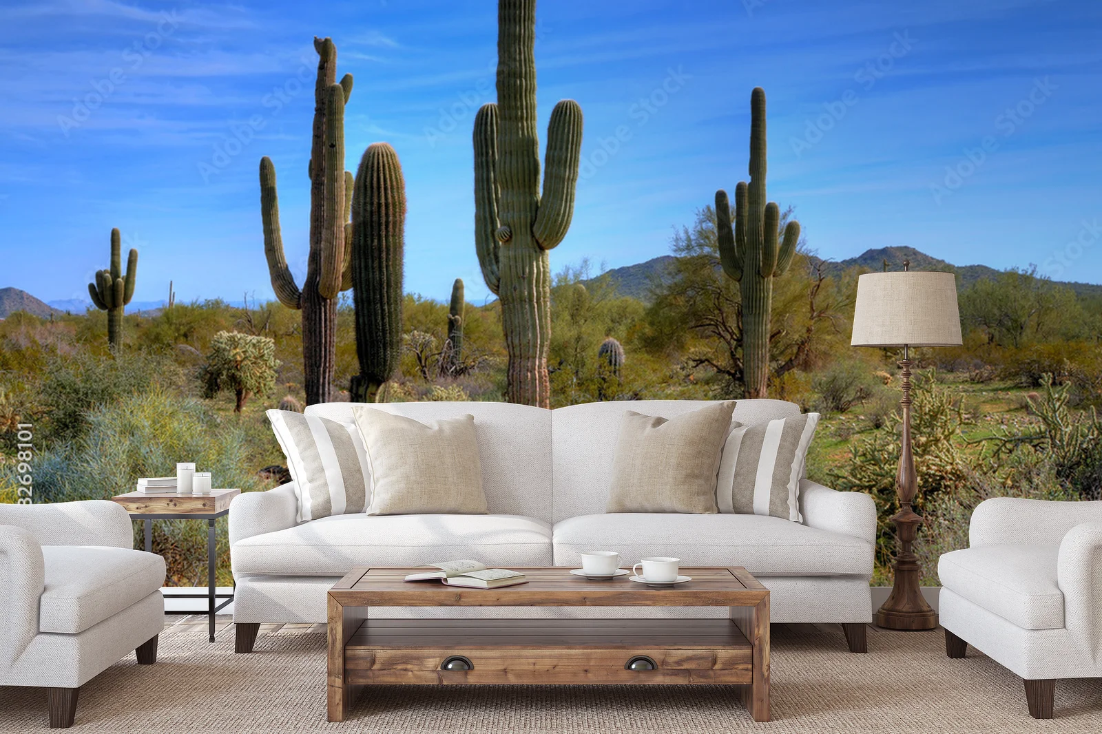 Wielobarwne kaktusy saguaro w wiosennej odsłonie