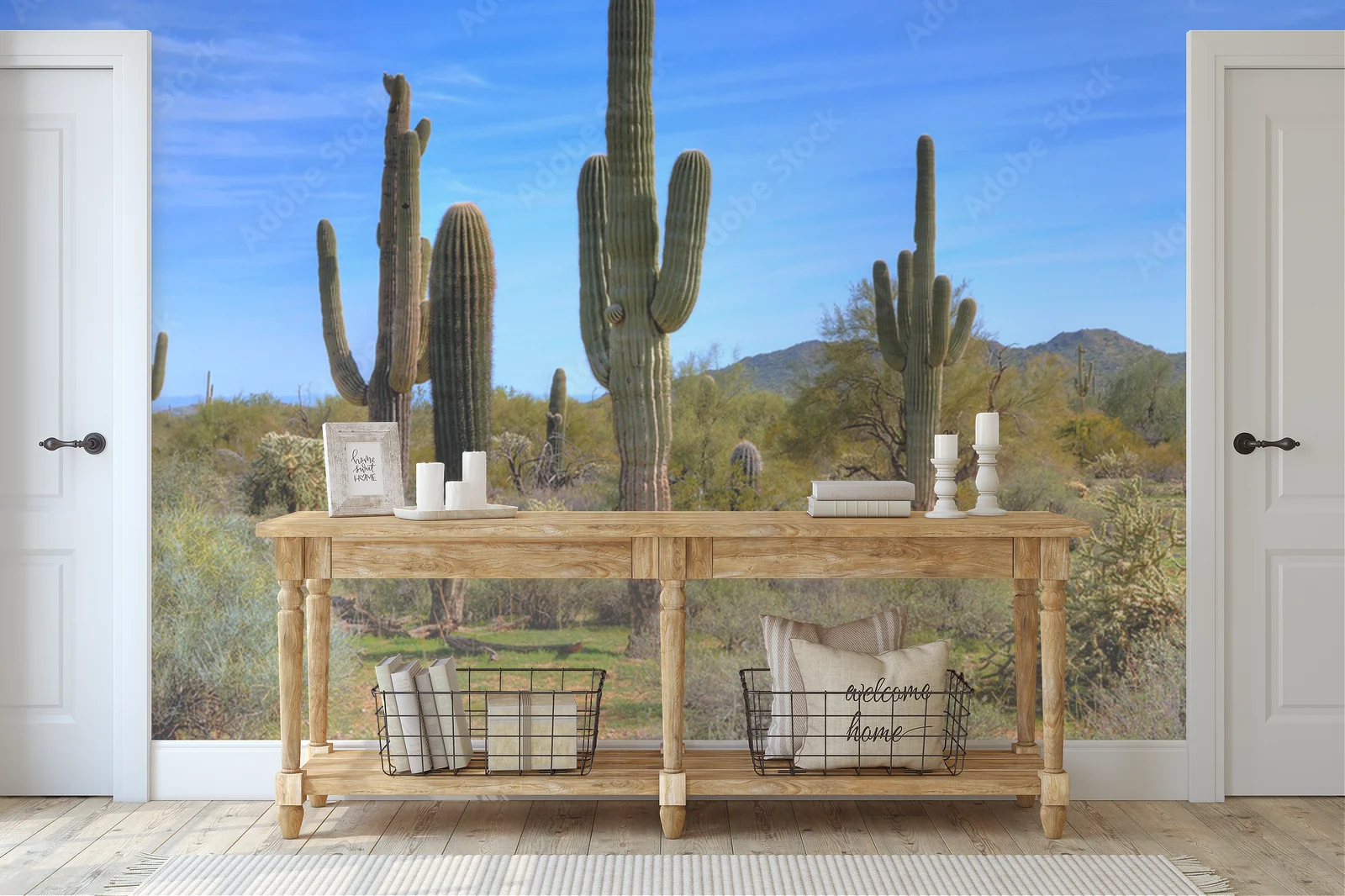 Wielobarwne kaktusy saguaro w wiosennej odsłonie