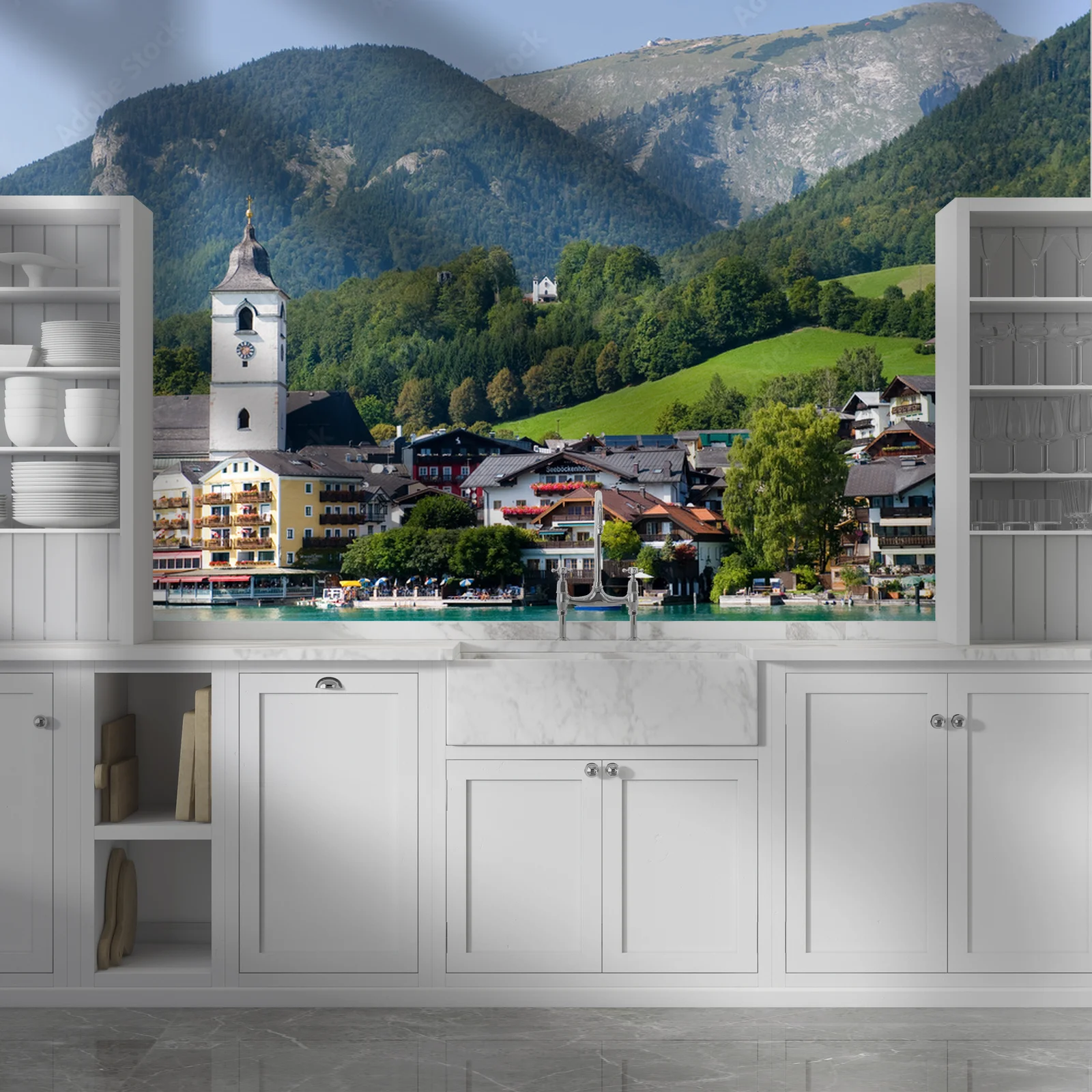 Urokliwy krajobraz nad jeziorem St. Wolfgang