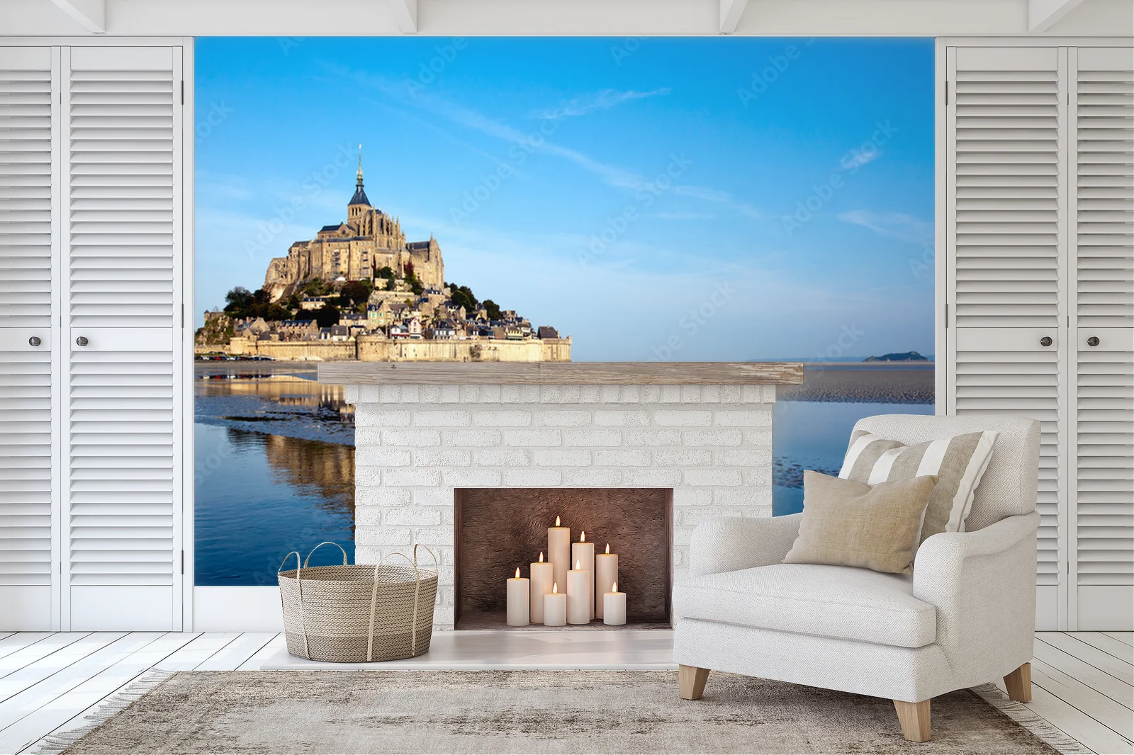 Zjawiskowy pejzaż Mont Saint Michel w odcieniach błękitu