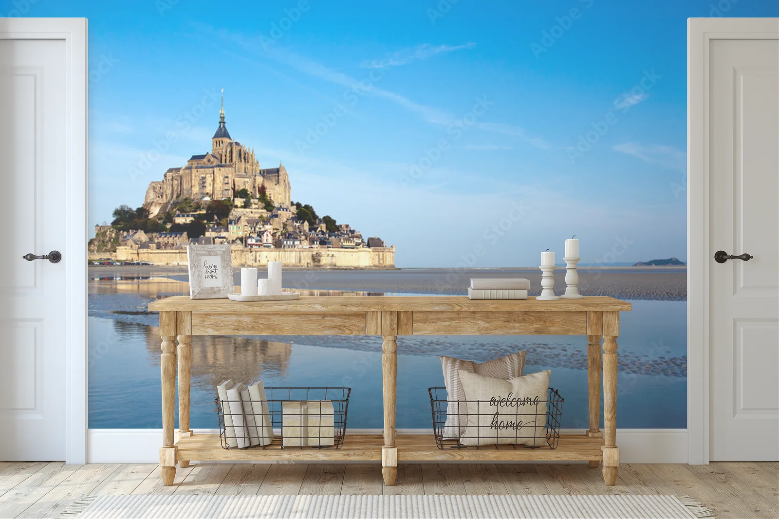 Zjawiskowy pejzaż Mont Saint Michel w odcieniach błękitu