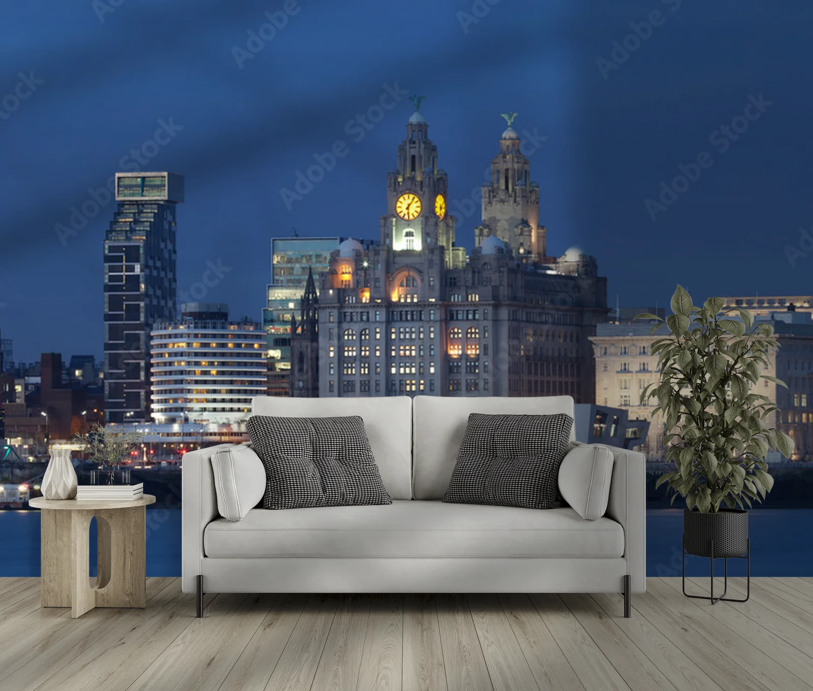 Nocny widok na miasto Liverpool