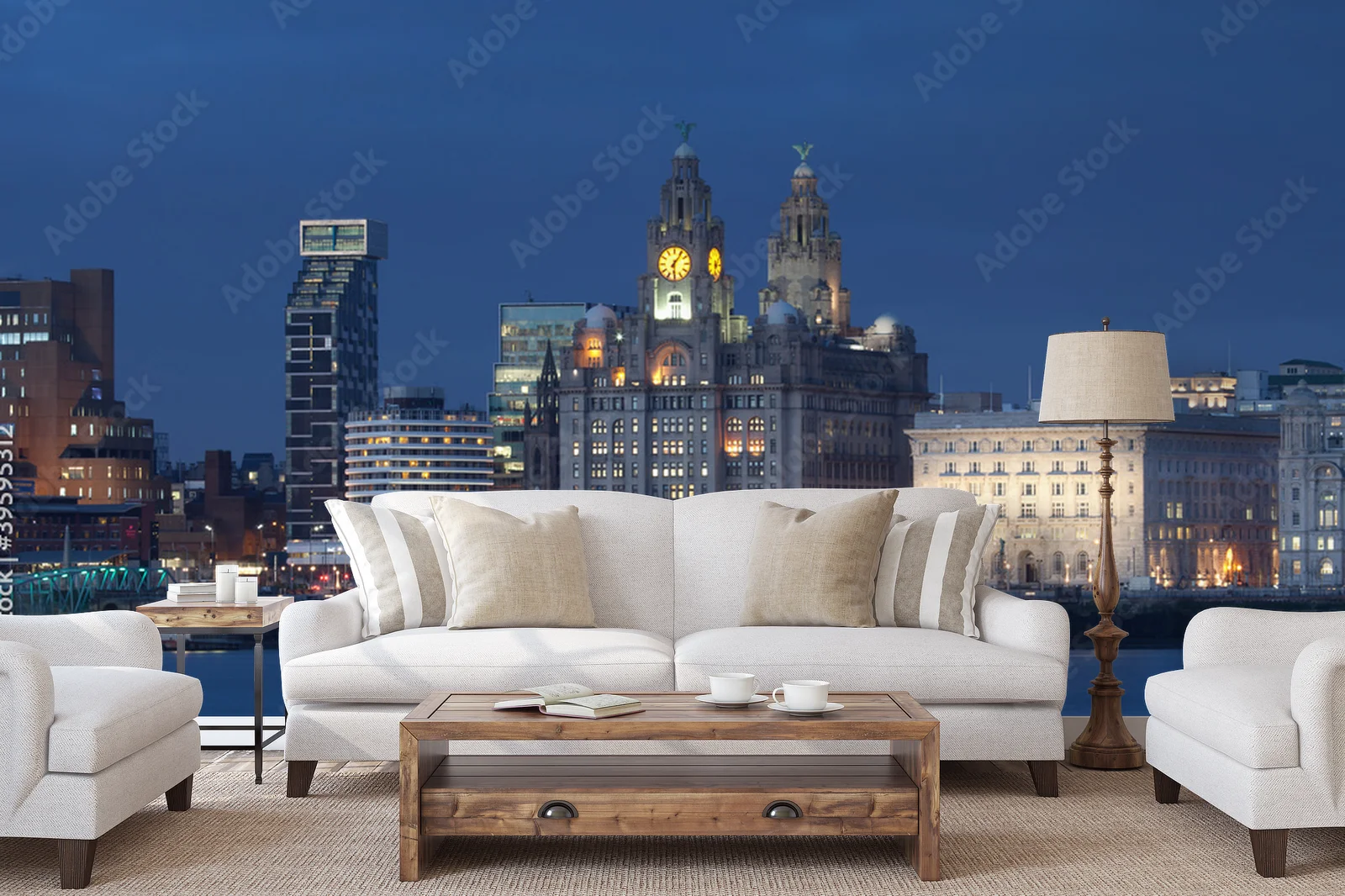 Nocny widok na miasto Liverpool