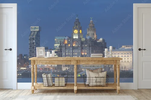 Nocny widok na miasto Liverpool