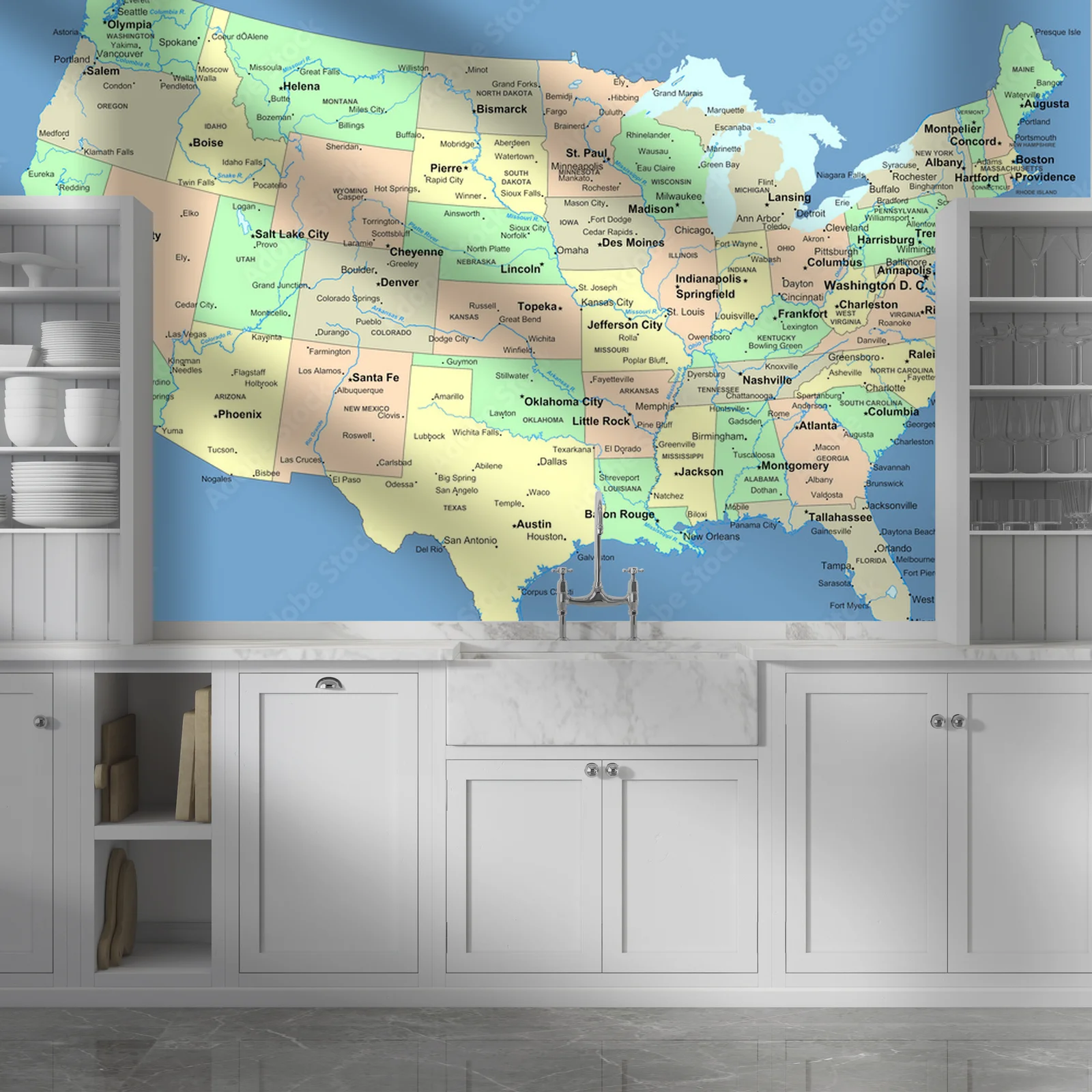 Zachwycająca mapa USA w harmonijnych odcieniach