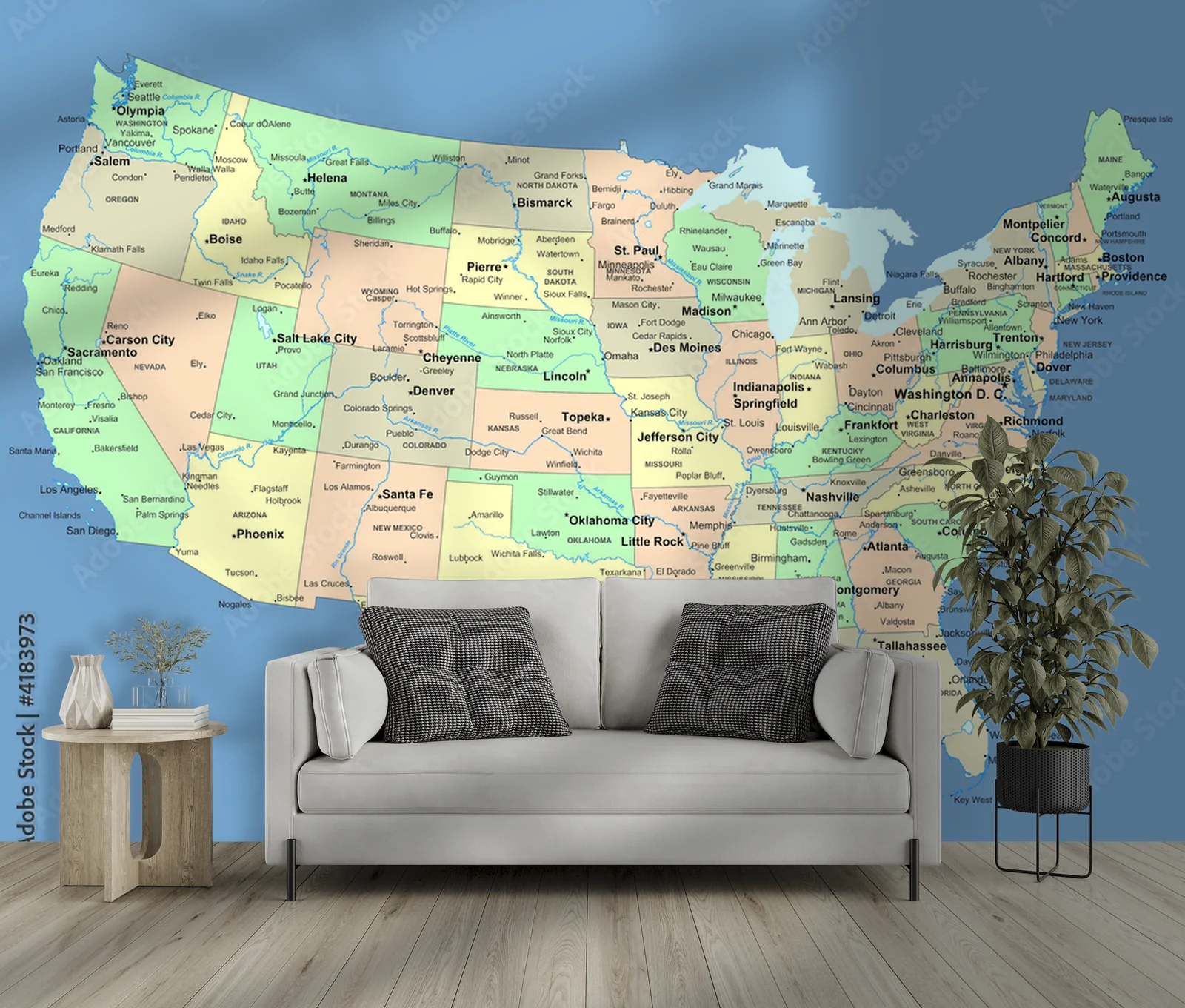 Zachwycająca mapa USA w harmonijnych odcieniach