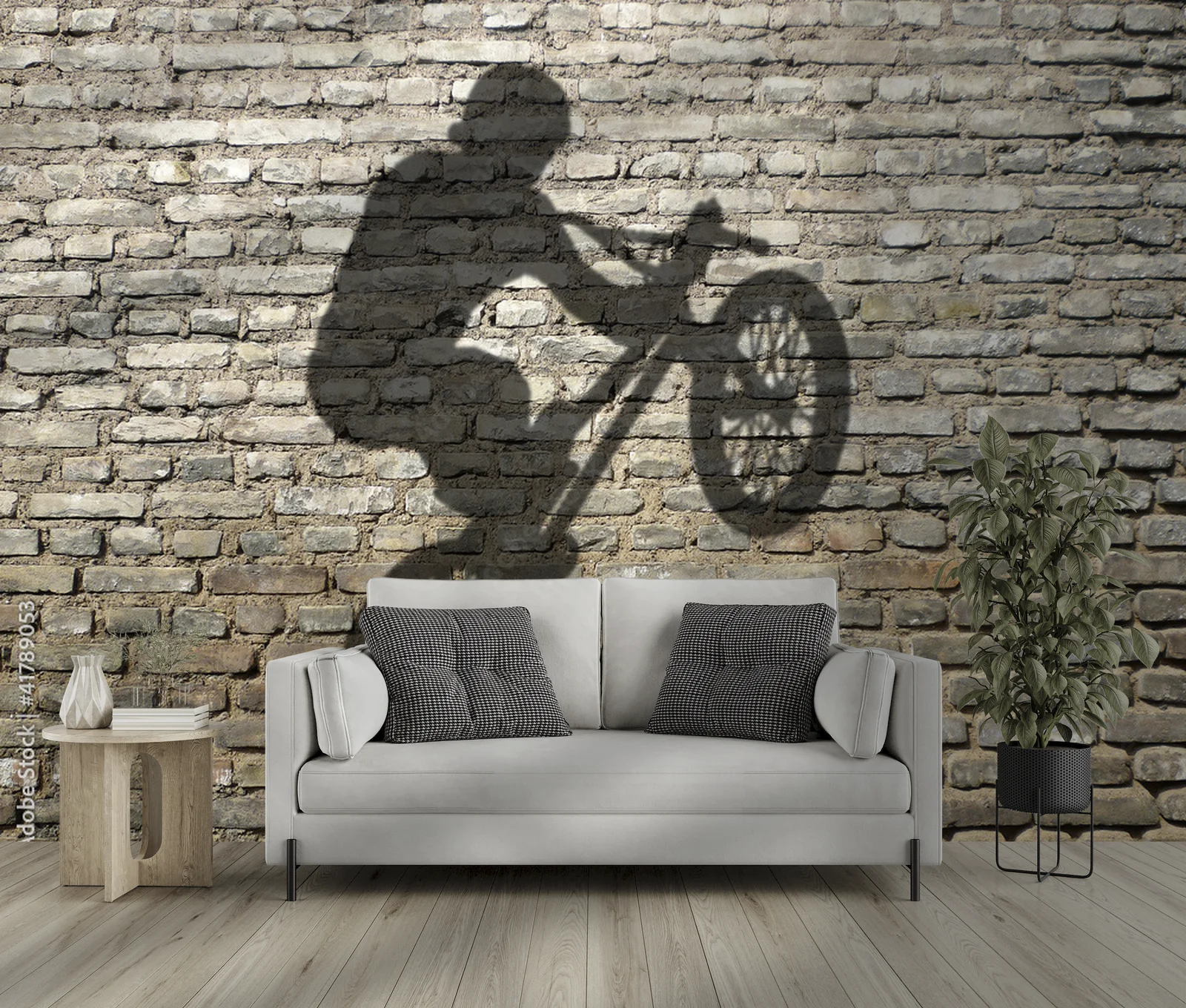 Sylwetka BMX na tle miejskich bricków