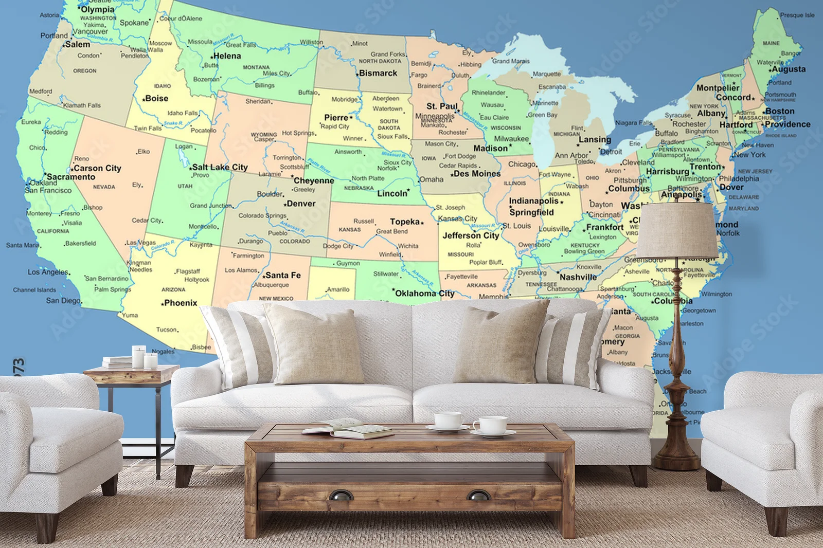 Zachwycająca mapa USA w harmonijnych odcieniach