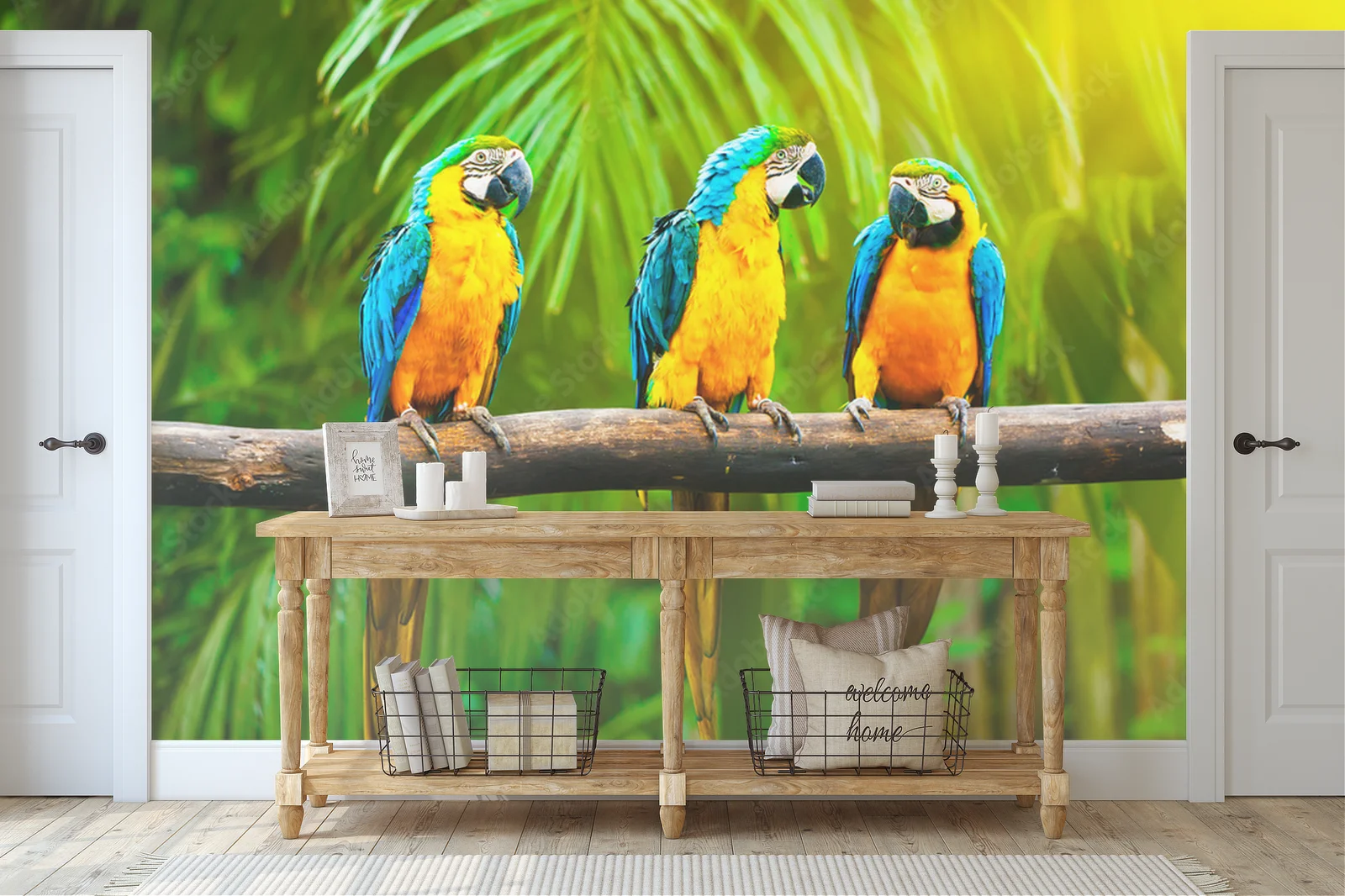 Radosne macaw w słonecznych barwach