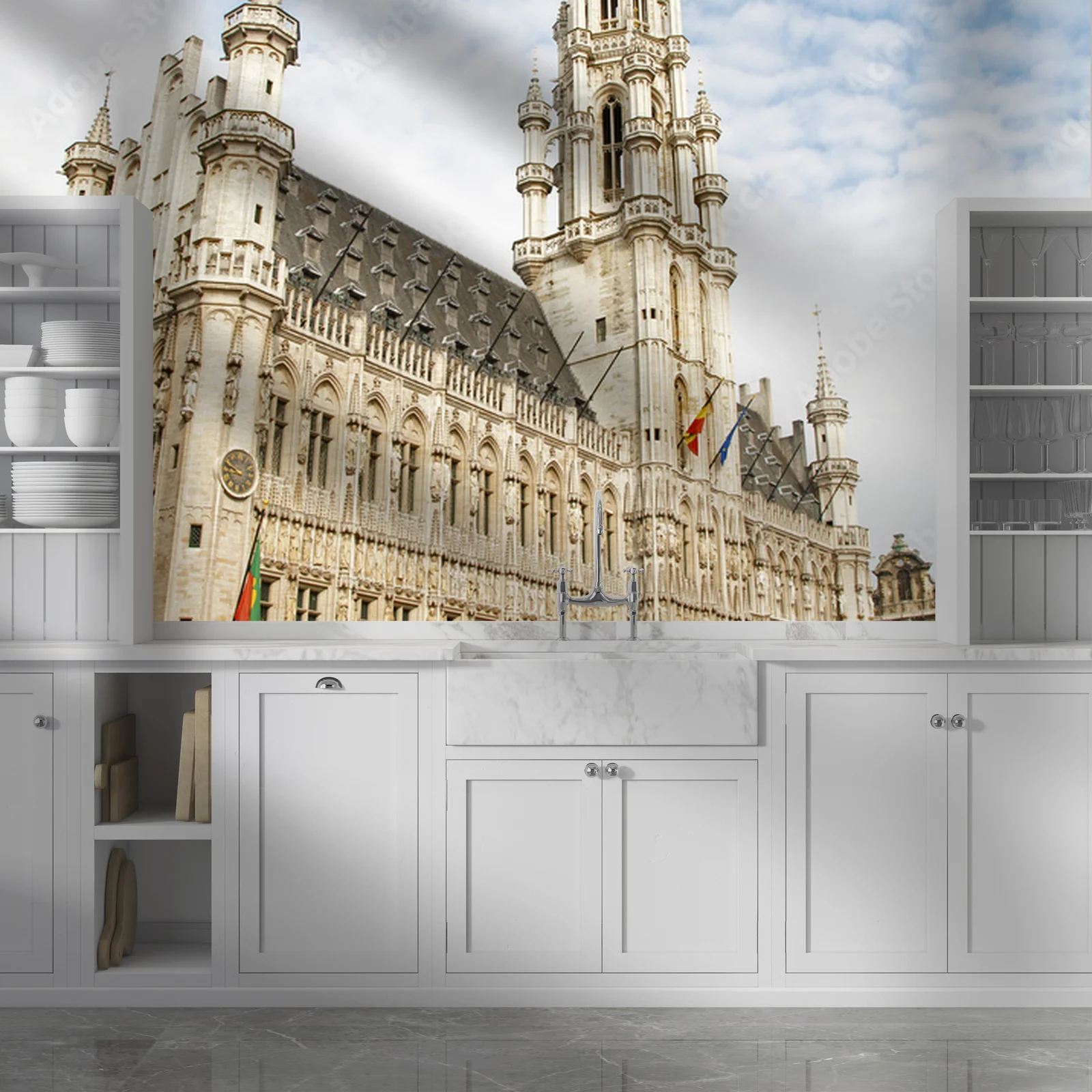 Elegancka architektura Brukseli w stonowanej szarości