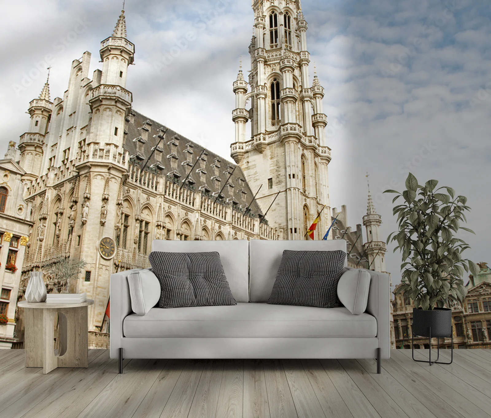 Elegancka architektura Brukseli w stonowanej szarości