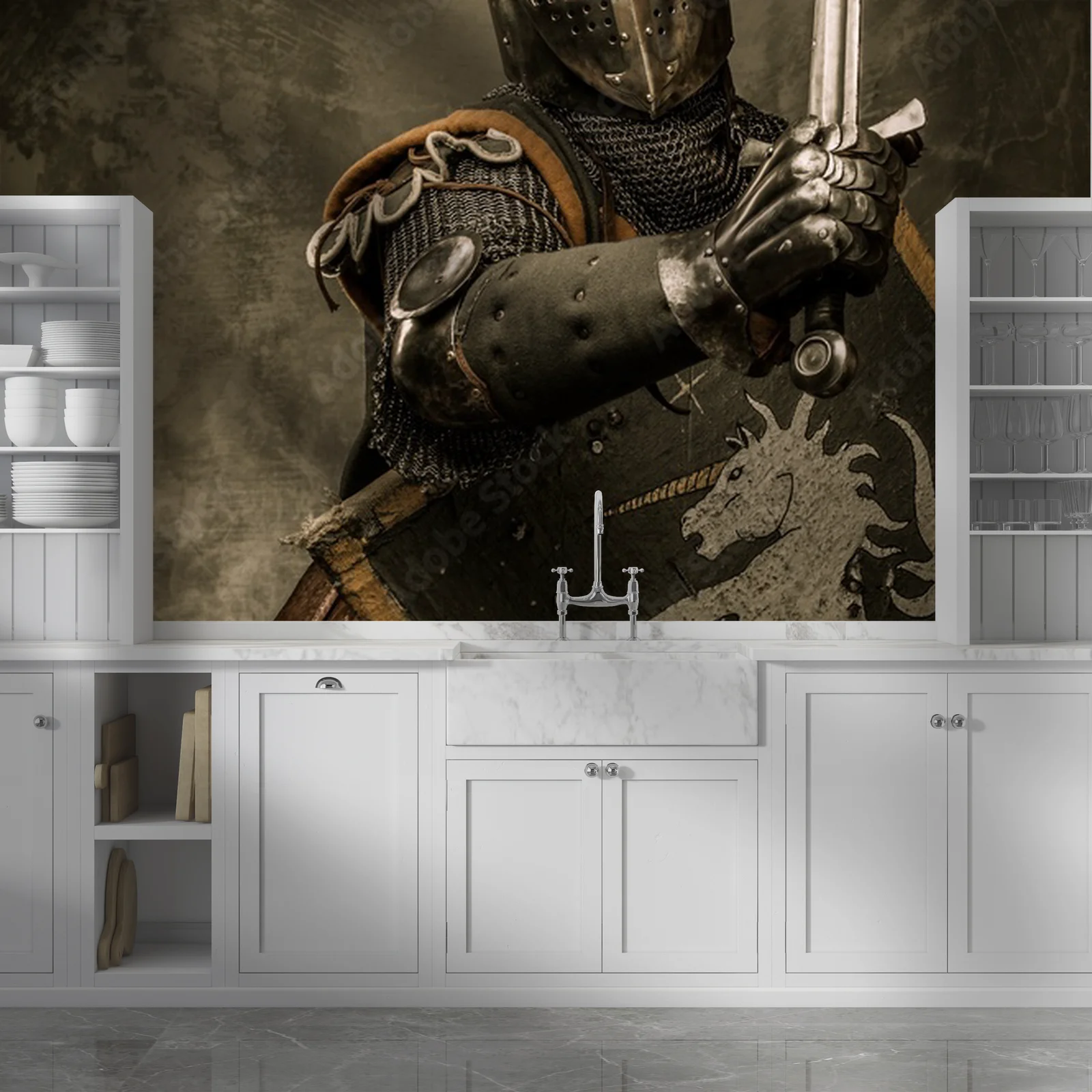 Medieval Knight: Heroiczna siła na szarym tle