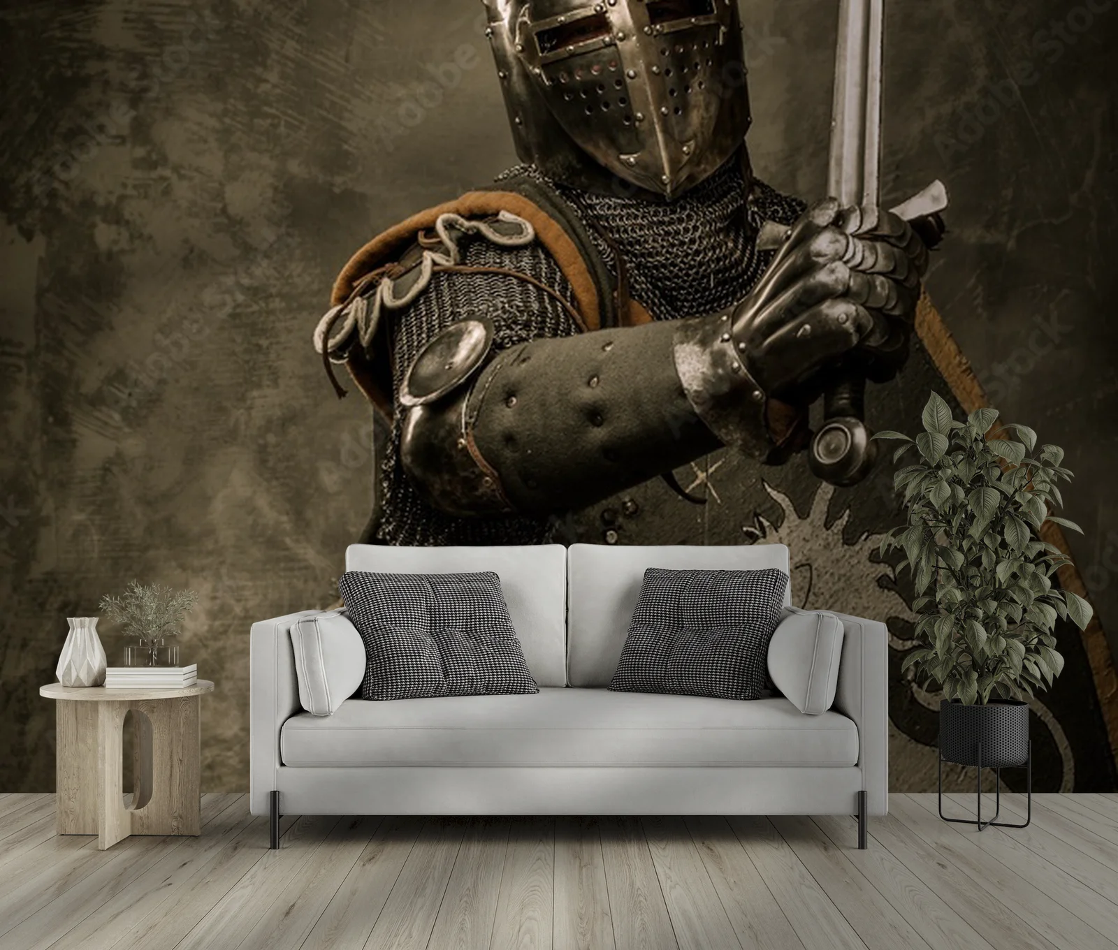 Medieval Knight: Heroiczna siła na szarym tle