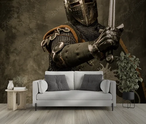Medieval Knight: Heroiczna siła na szarym tle