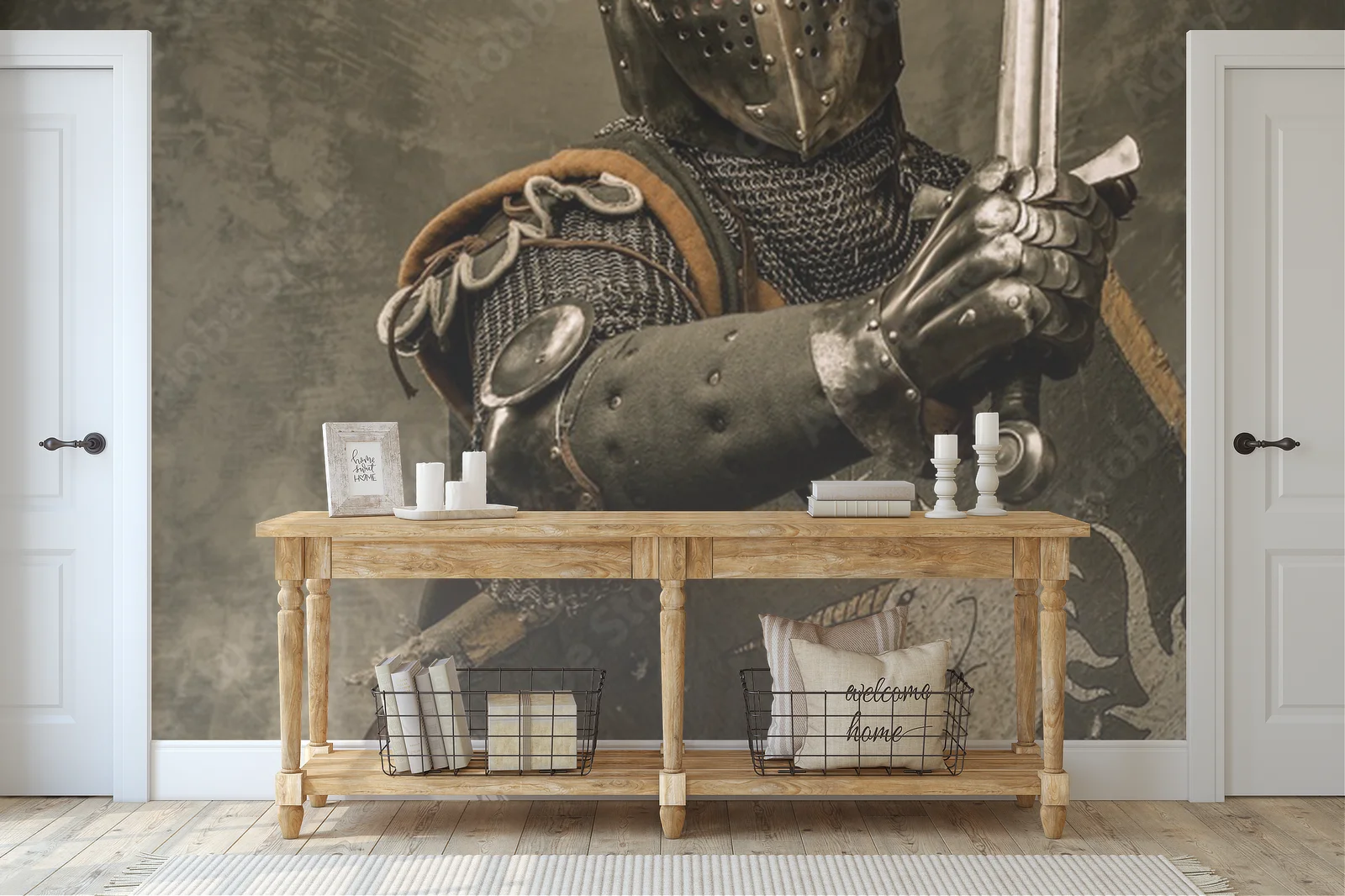 Medieval Knight: Heroiczna siła na szarym tle